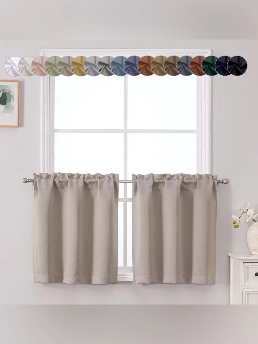 Chyhomenyc Beige Kitchen Curtains 30x24 Set of 2 Light Filtering New